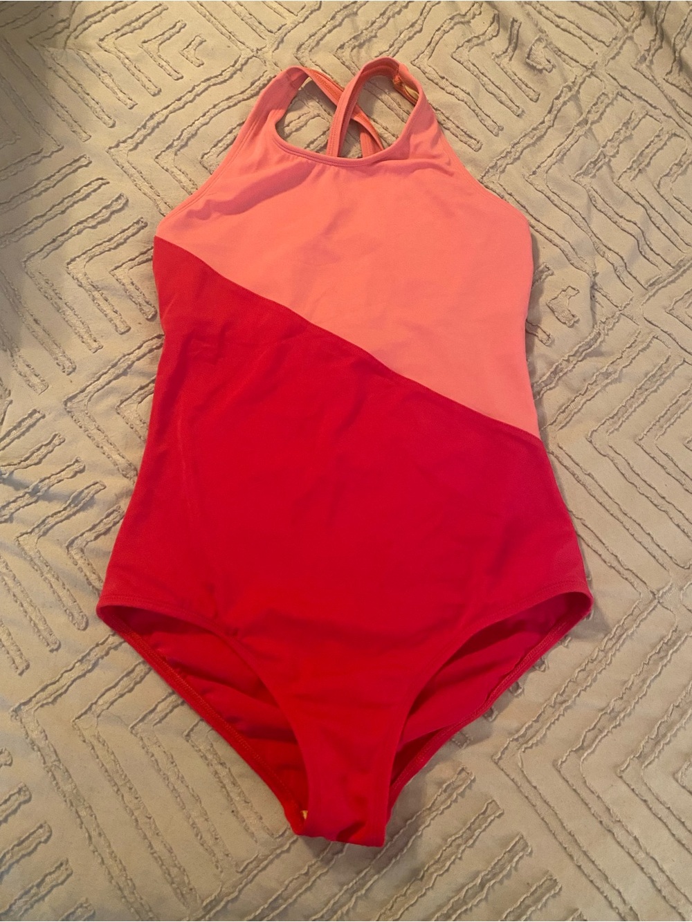 Lands' End size 14 Two-Tone Pink Girls' One-Piece Swimsuit